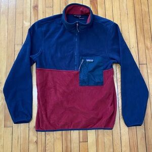 Patagonia Microdini 1/2 Zip Fleece Pullover Men’s Medium Navy Red Colorblock
